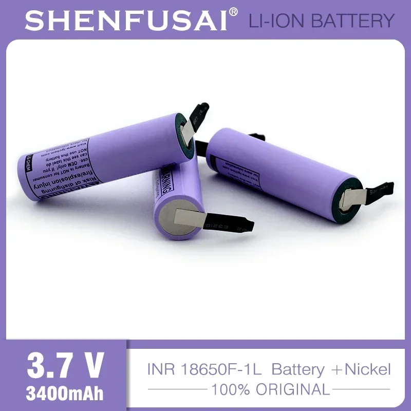 充電式リチウムイオン電池,18650f-1l,3.7v,3400mah,20A放電,大電流,DIYニッケルストリップ,新品