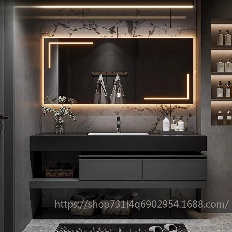 

Italian Bathroom Cabinet Vanity Washbasin Intelligent Rock Slab Hand Washbasin Cabinet Internet Celebrity Toilet Storage Cabinet