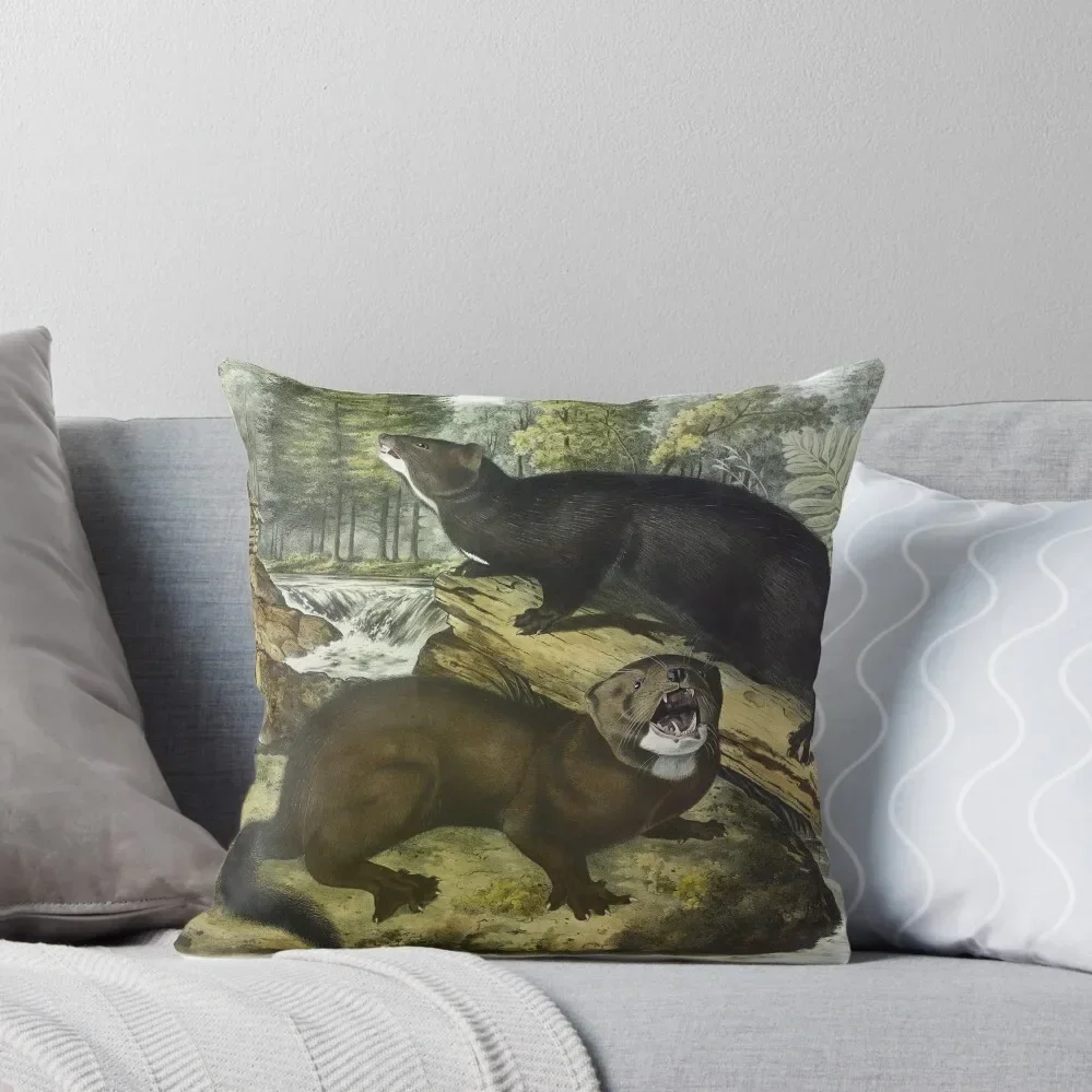 Mink - James Audubon Throw Pillow home decor items Pillow Cases Decorative Sofa Cover pillow