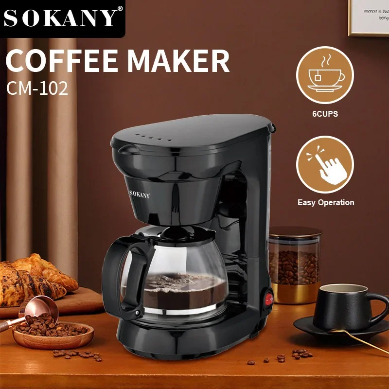 Houselin 750ML Small Coffee Maker, Compact Coffee Machine with Reusable Filter, Warming Plate and Coffee Pot for Home and Office