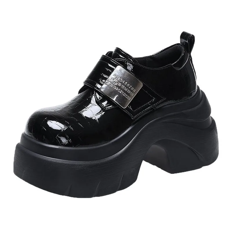 2025 جديد منصة مكتنزة عالية الكعب النساء الخريف الجلود الكاحل مشبك ماري جين أحذية امرأة 9 سنتيمتر كعب سميك مضخات لوليتا الأحذية