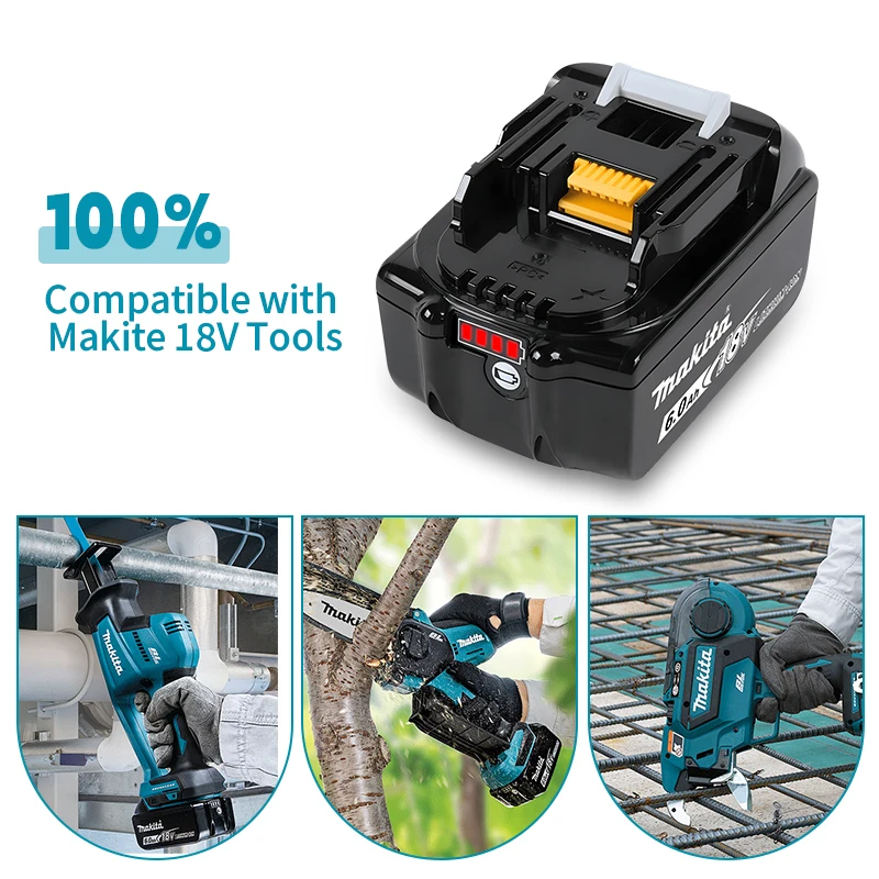 Makita replaces lithium batteries, 18V cordless drill batteries 6Ah, 5Ah, BL1830B、BL1850B、BL1850、BL1840、BL1860、BL1815 LXT400
