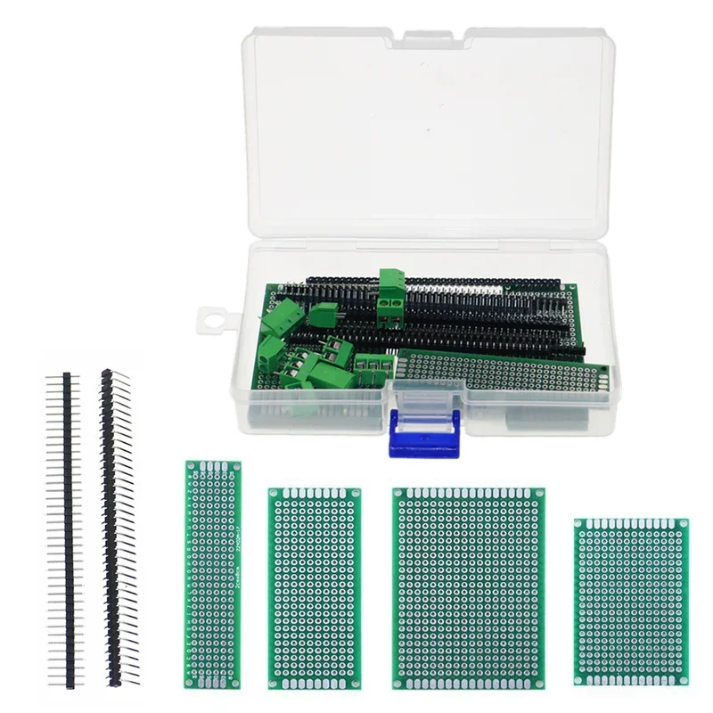 

40pcs 5x7 4x6 3x7 2x8 Double Side Prototype PCB Printed Circuit Board Soldering Board Terminal Straight Single Row Assort Kit