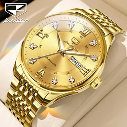 JSDUN Original Fashion Automatic Mechanical Watch for Men High Quality Luxury Gold Wristwatch Man Calendar Luminous Men's Watch