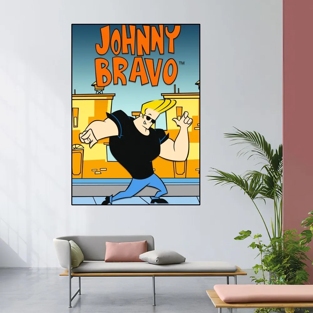 J-Johnny Bravo Cartoon Poster Home Room Decor Livingroom Bedroom Aesthetic Art Wall Painting Stickers