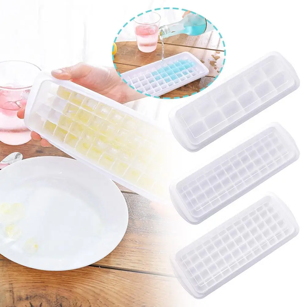 12/48/60 Compartments With Lid Plastic Ice Molds Grid Cube Kitchen Easy Cube Ice Silicone Release Ice Forms Bar Box Mold S9V0