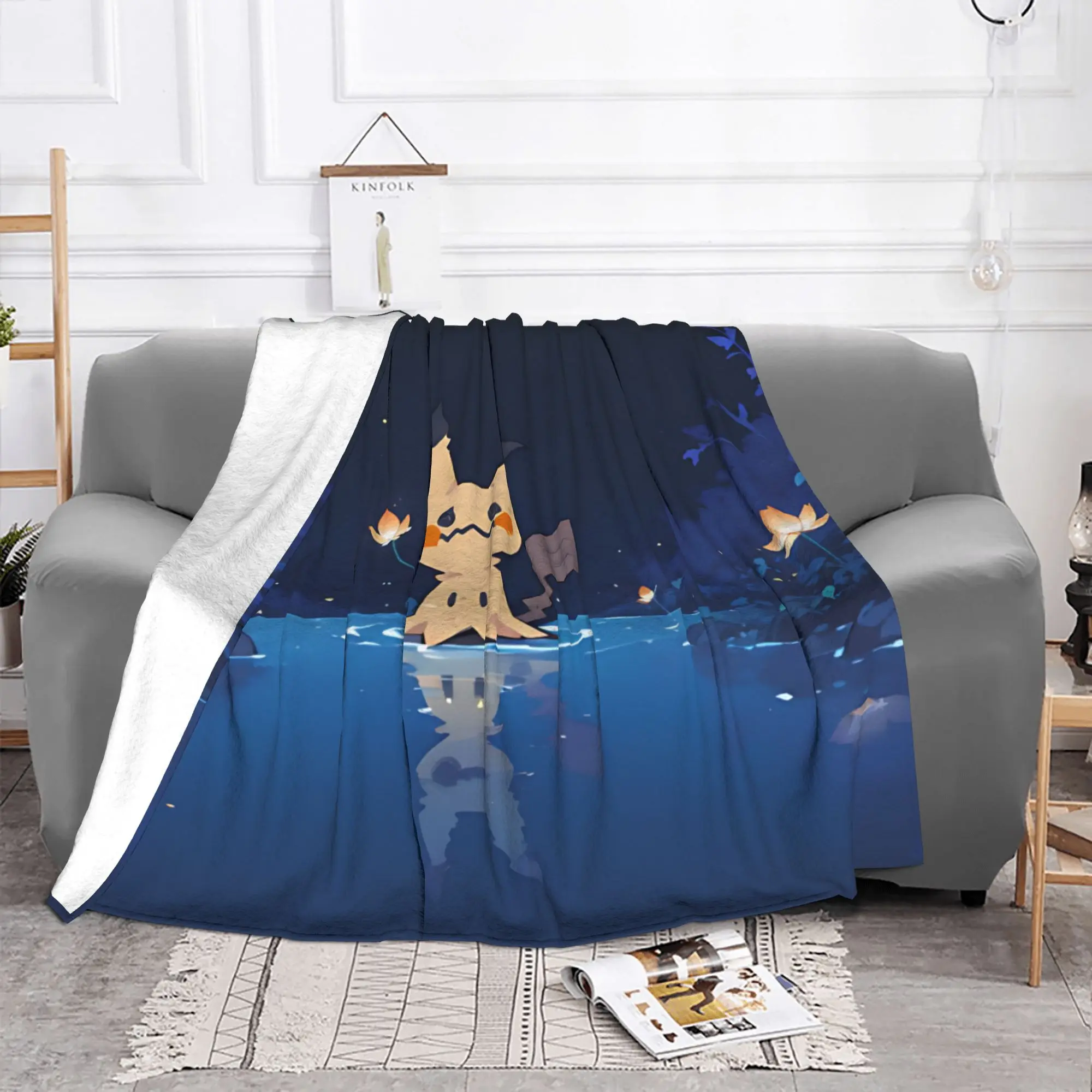 1PC Anime Pokemon Theme  home room decorations Winter Blankets for Adults Bedding Home Interior Sofa Knee
