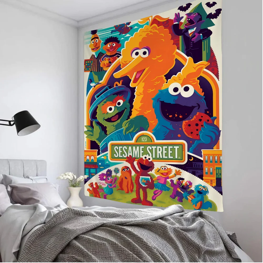 S-Sesame S-Street Movie Hanging Bohemian Tapestry Hanging Tarot Hippie Wall Rugs Dorm Japanese Tapestry