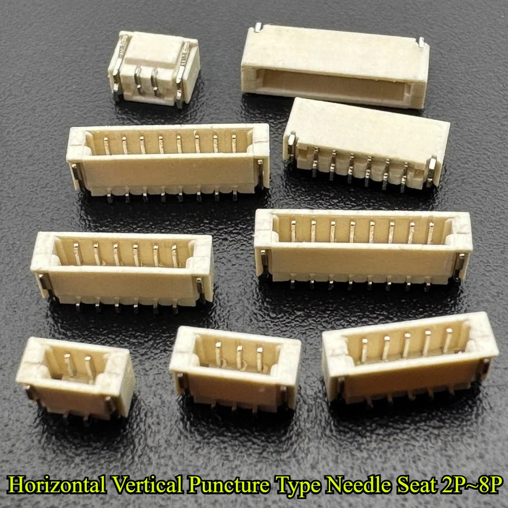 

10/30/50/100Pcs/lot Horizontal Vertical Puncture Type Needle Seat Pitch 0.8mm 2P/3P/4P/5P/6P/8P Patch Socket Connector Plate End