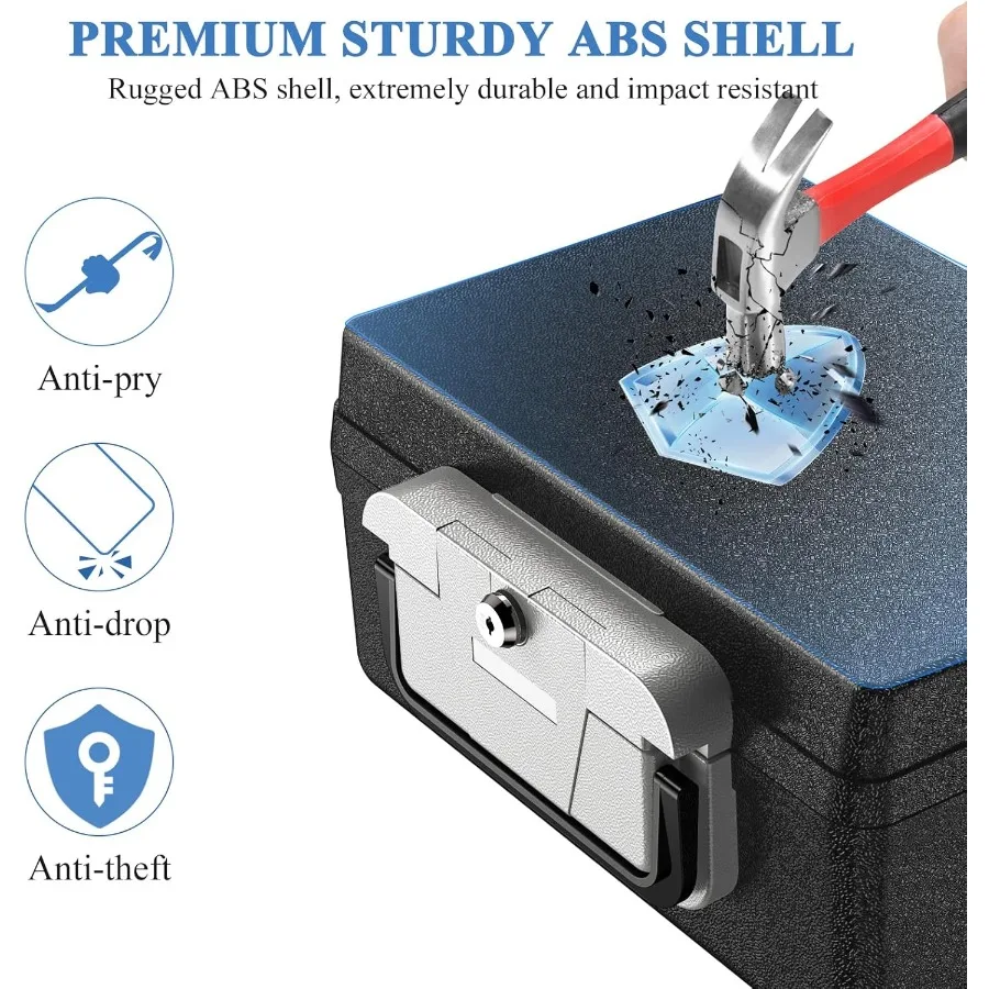 Fireproof Waterproof Safe Box - 0.5 Cubic Feet Fireproof Safe with Key Lock Portable Safe Box for Home Car Business Office Outd view 4