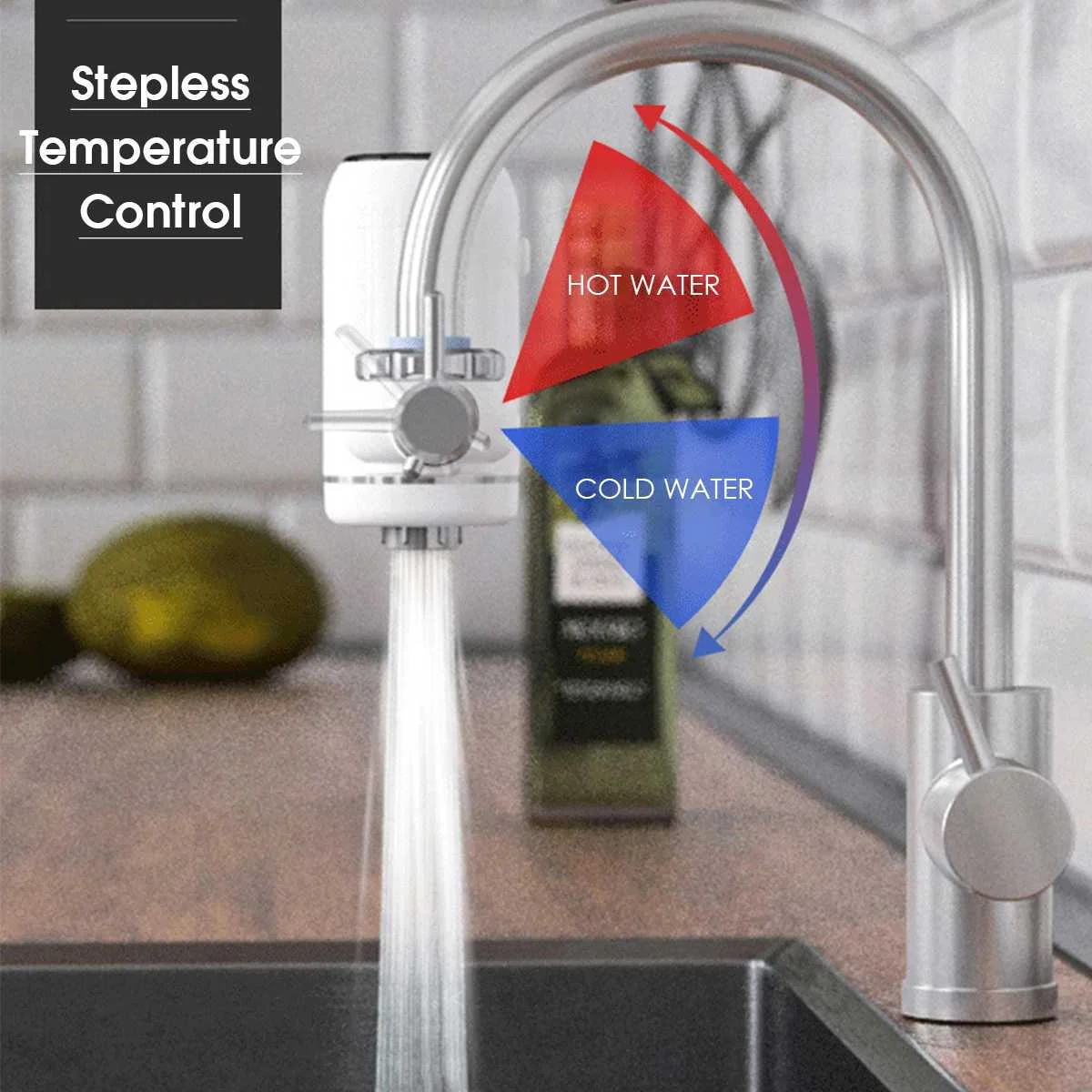 Electric Kitchen Faucet Water Heater Cold Heating Faucet Tankless Digital Instantaneous Water Heater Water Tap with Adapter RU