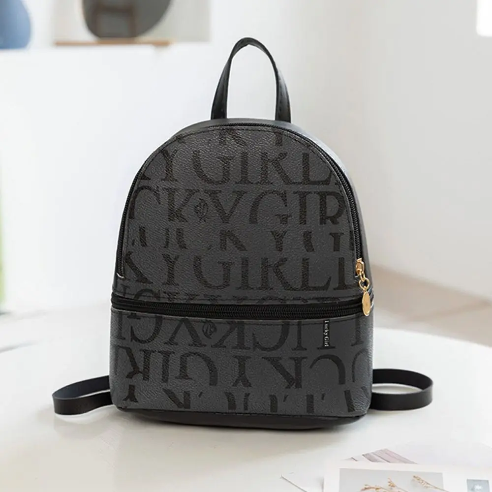 Korean PU Leather Small Backpack Letter Printed Multi-purpose Sling Bags Back Pack Women Ladies