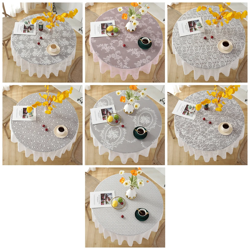 

Table And Elevate Appearance Durable Round Tablecloth Variety Of Patterns Table Cover Easy Wash European flower 120cm