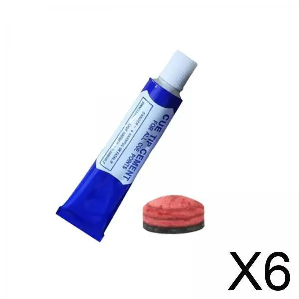

6xBilliard Pool Cue Tip with Cement Red Cue Tip for Snooker Billiards Pool Cue 13.8mm Cue Tip
