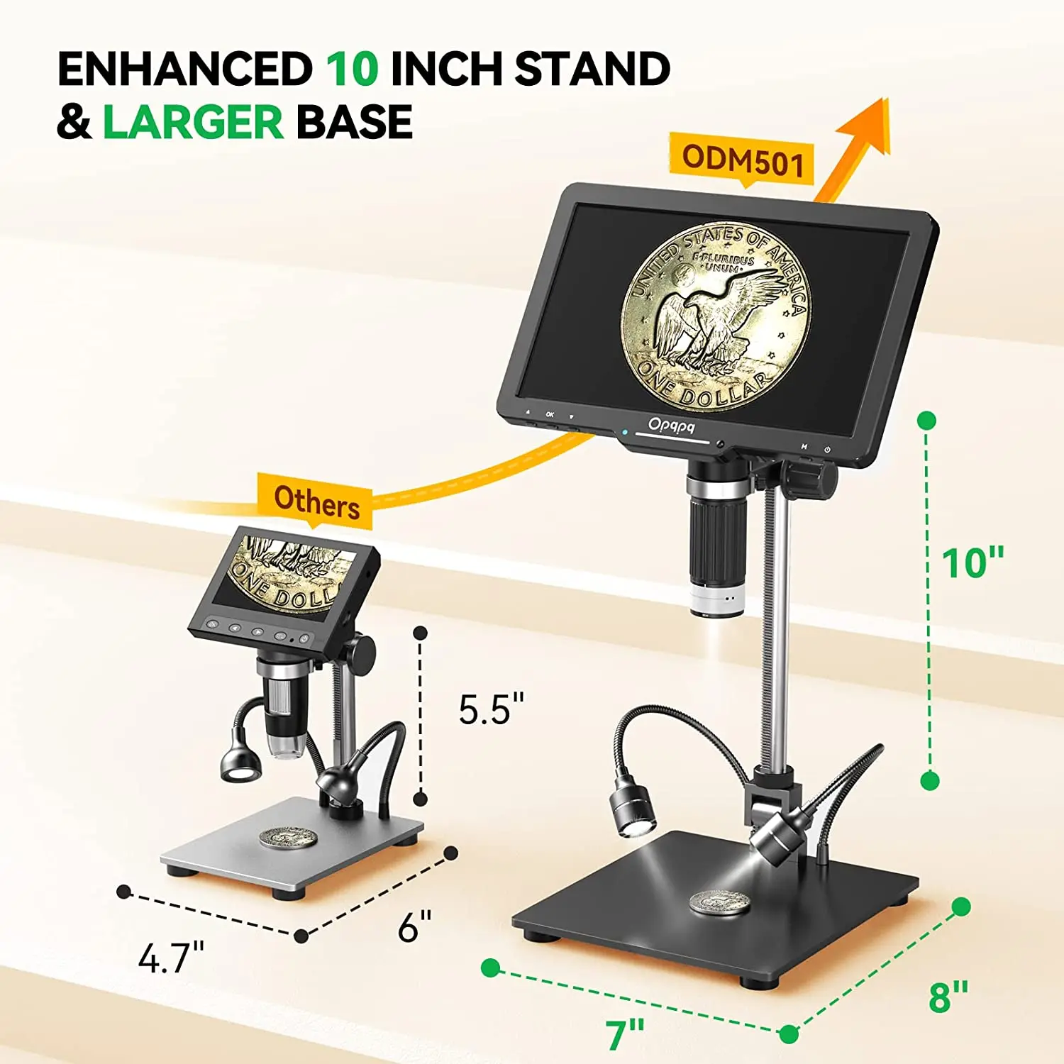 Opqpq ODM501 24MP Coin Microscopes 10 inch HDMI LCD Digital Microscope 1300X Soldering Microscope for Electronics PCB Repair