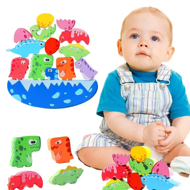 

Wooden Stacking Dinosaur Toys Balance Game Dinosaur Building Toys Early Learning Educational Preschool Montessori Animal