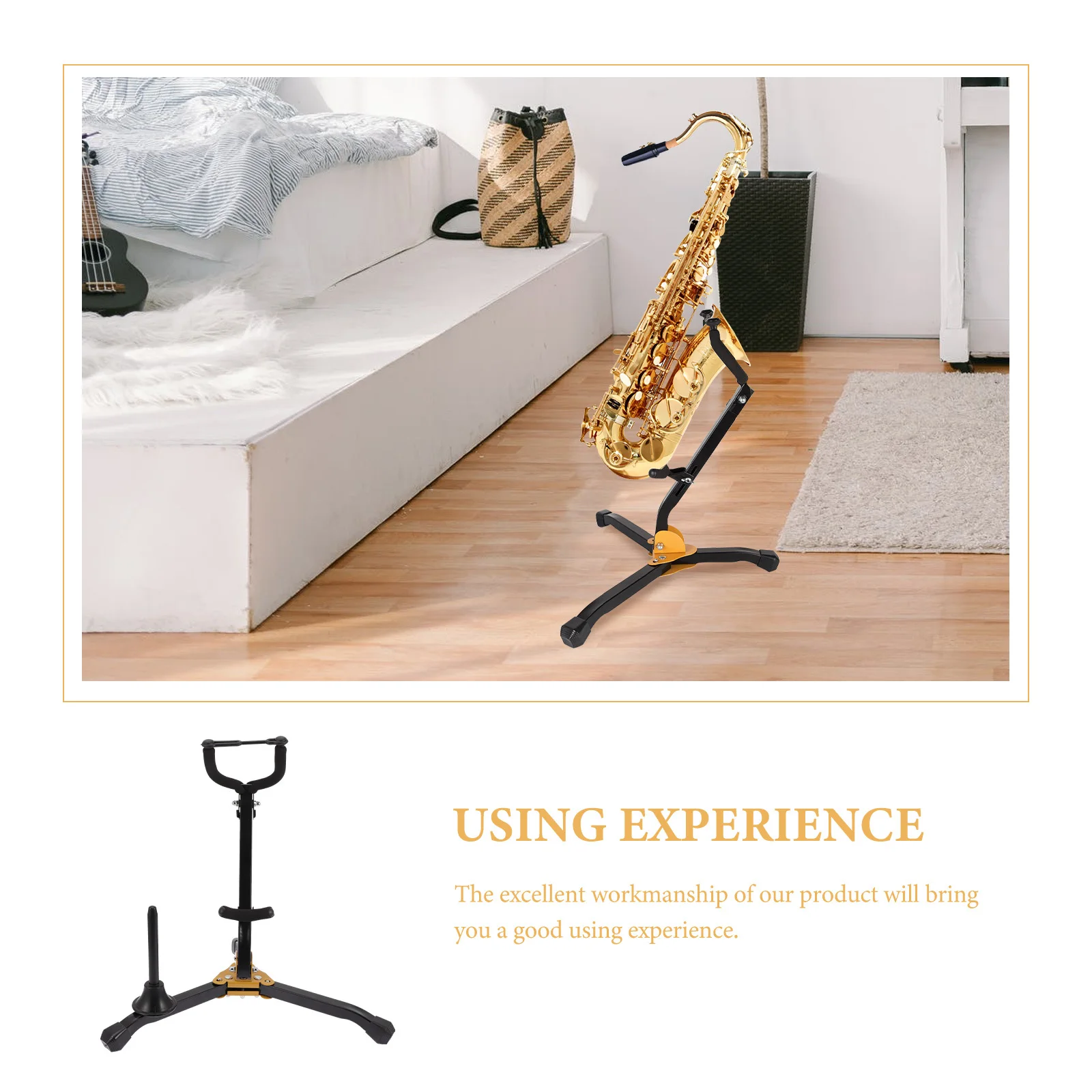 Soporte plegable para saxofón, estante para saxofón Alto Tenor de hierro duradero, práctico soporte portátil para instrumentos musicales, soporte para saxofón