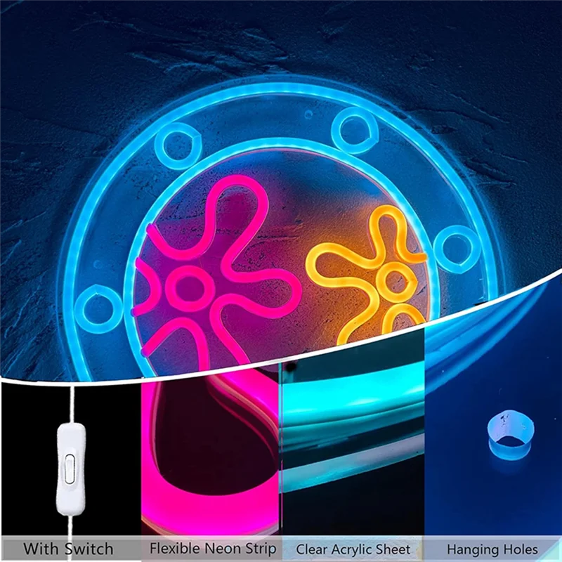 ABAE-Ocean World Porthole علامات ضوء النيون USB بالطاقة لديكور الحائط لغرفة الألعاب وغرفة النوم وحفلات الزفاف وأعياد الميلاد