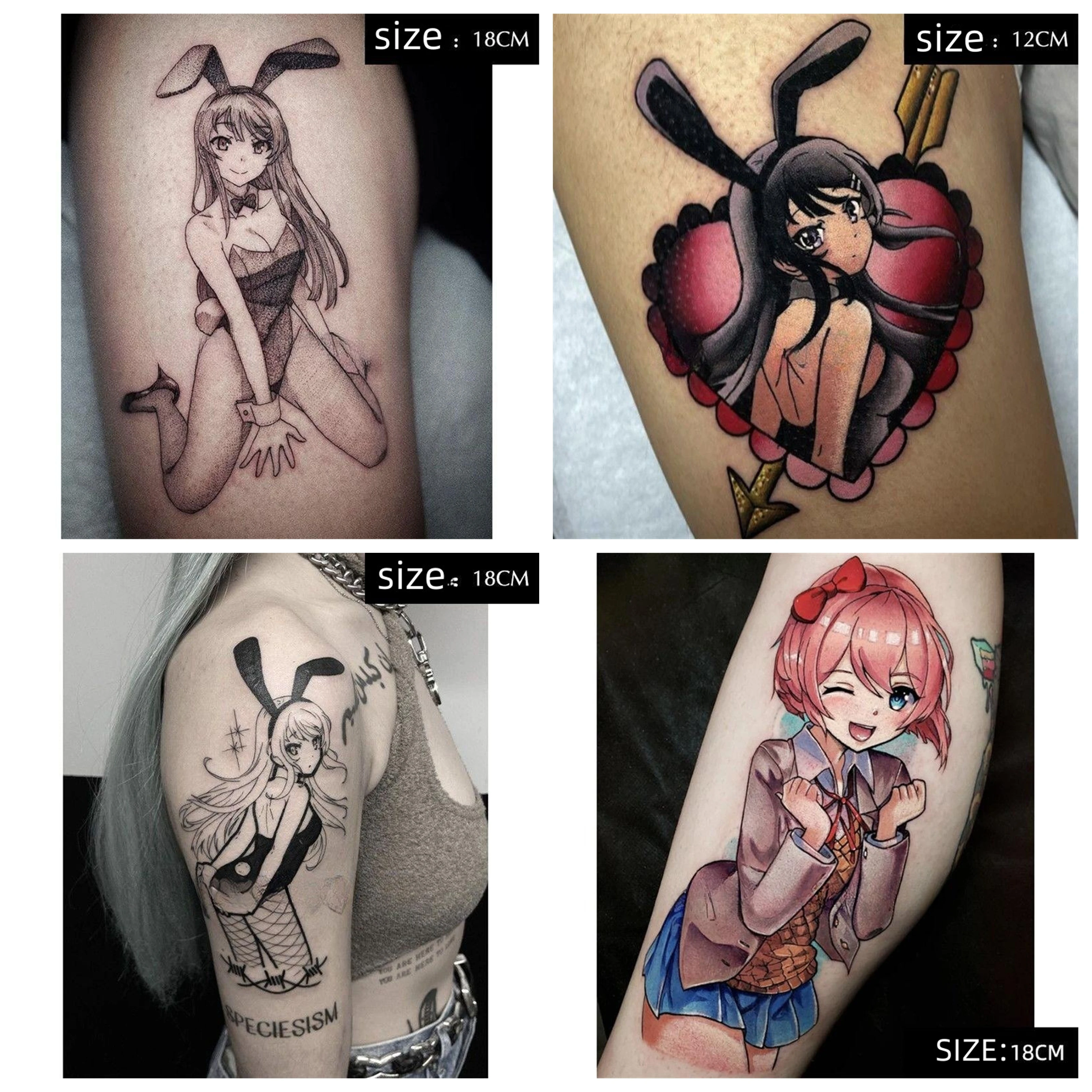 

Cartoon Girls Anime Female Character Temporary Tattoos Tattoo Body Art Waterproof Long-Lasting Fake Tattoo Sticker for Women Men
