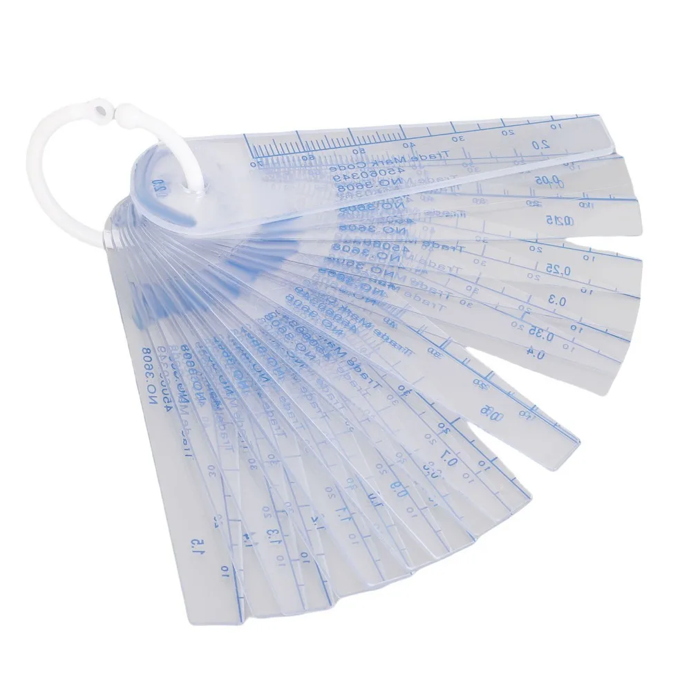 0.05-2mm Range Feeler Gauge Metric System Plastic Material Plastic Feeler Gage 20 Leaves Gap Measuring Tool Electronics Industry