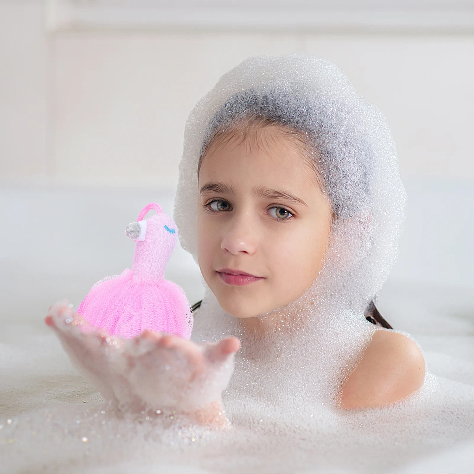 

3Pcs Flamingo Bath Balls Thickened Inner Lining Shower Mesh Poufs Body Scrubber Bathroom Washing Ball Bath Shower Ball