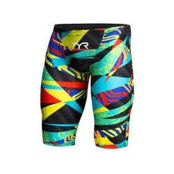 Bañador con patrón de LICRA para hombre, Pantalones cortos de playa de secado rápido para deportes marítimos, Pantalones de natación, Pantalones de surf Jammer, bragas de seguridad