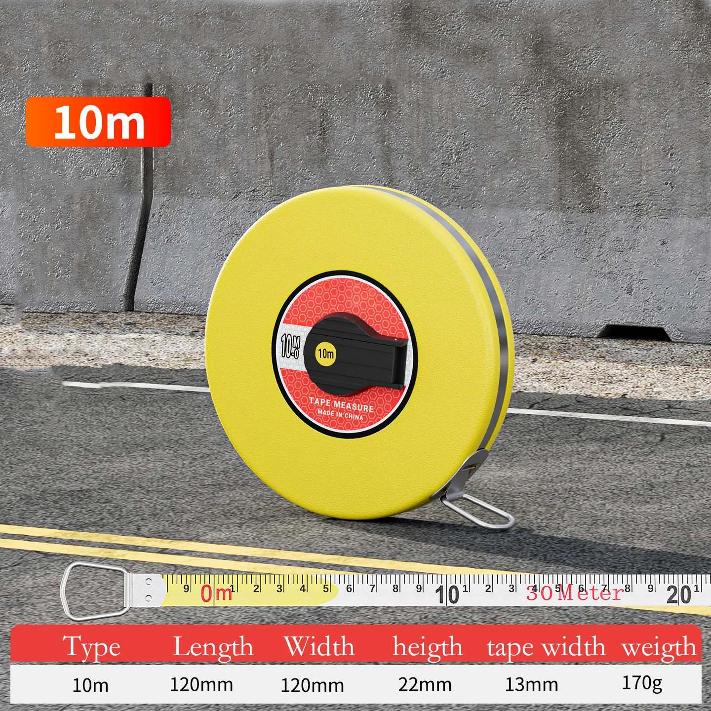 1050 Meters Fiberglass Measuring Tape with Dual Sided Scale for Accurate Engineering Measurements and Hand Cranked Retraction