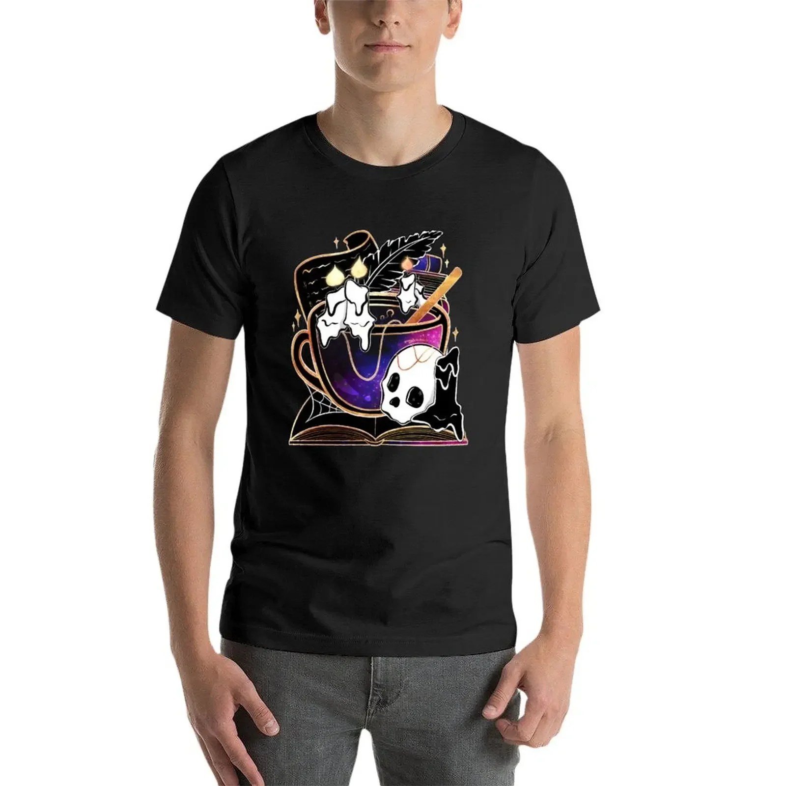 T-shirt potions et spellcasting pour hommes, tasse de thé, vêtements mignons, chemises graphiques, graphiques, scopiques, séchage rapide, t-shirts drôles