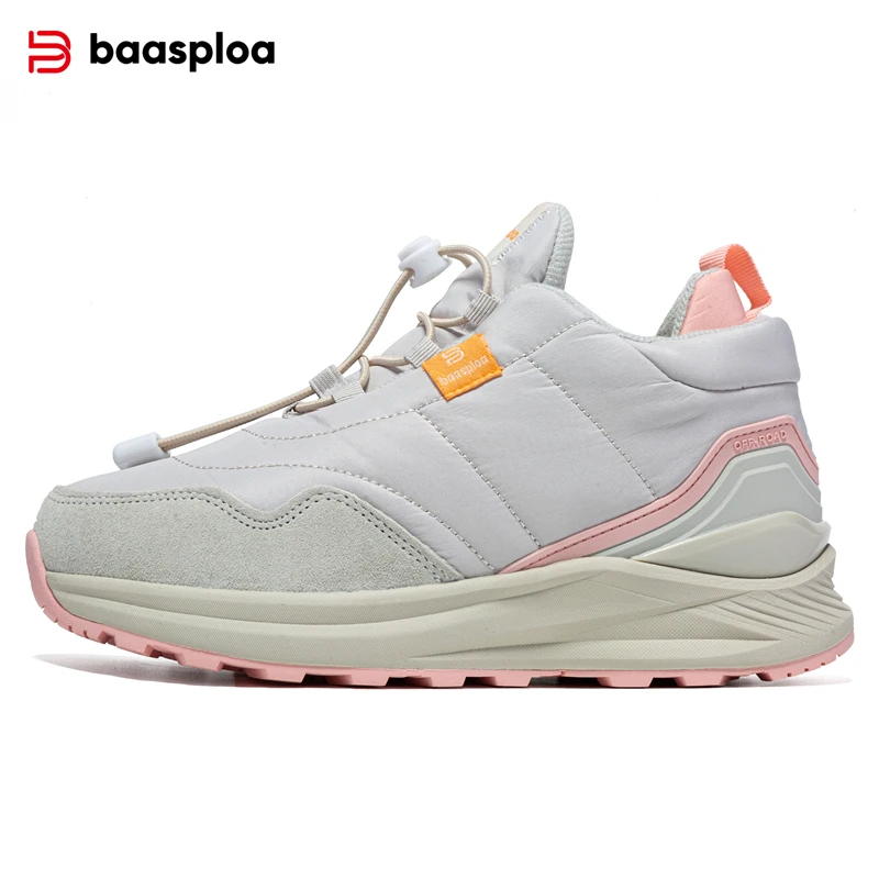 Baasploa New Walking Shoes Women Winter Casual Waterproof Plush Warm Cotton Shoes Female Outdoor Non-Slip Wear-Resistant Sneaker