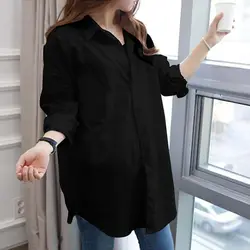 Fashion Lapel Button Long Sleeve Solid Color Shirts Female Clothing 2024 Autumn New Loose All-match Tops Casual Blouses