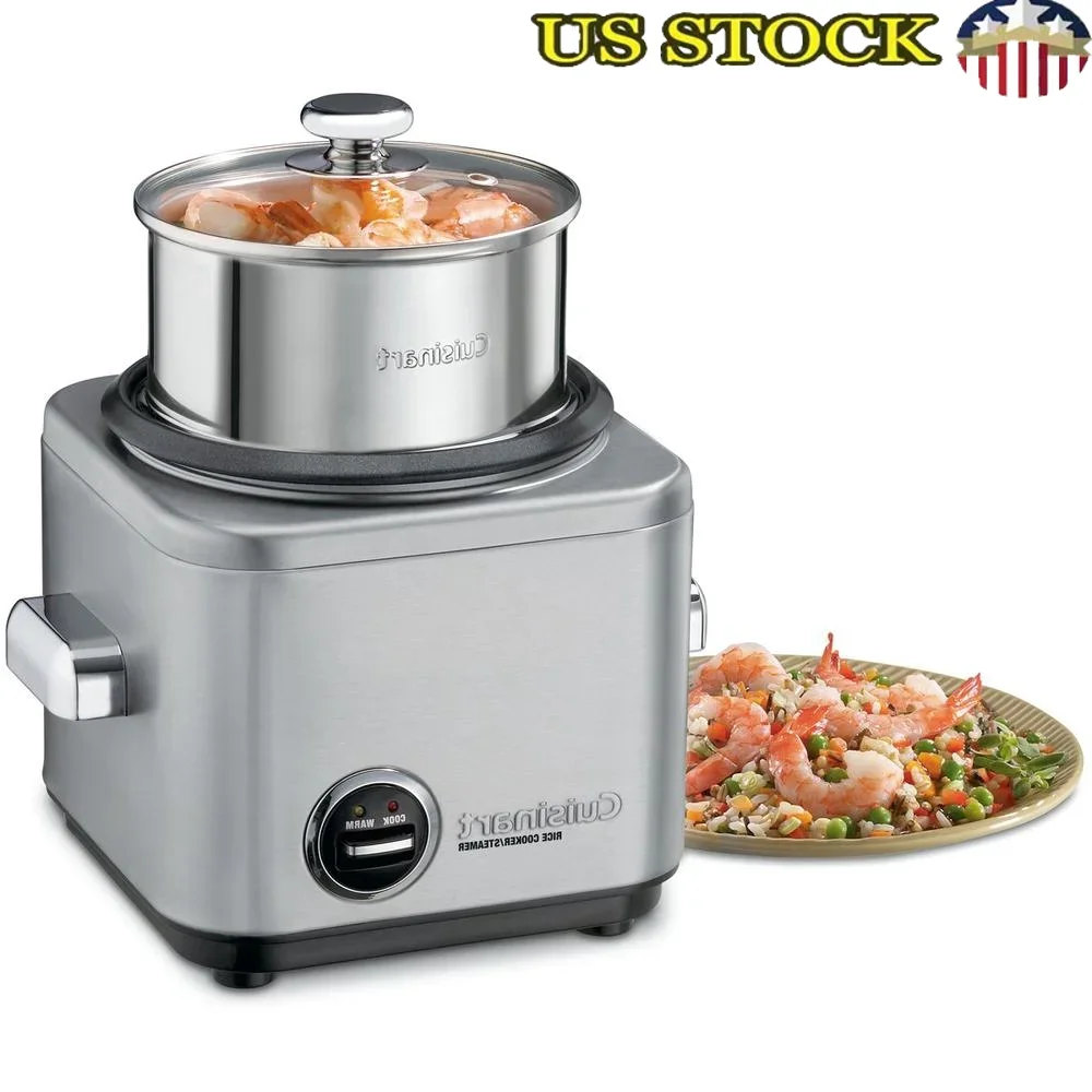 

Electric Rice Cooker 4 Cup with Auto Keep Warm Function Steaming Pot Tempered Glass Lid Safety Handle Indicator Lights