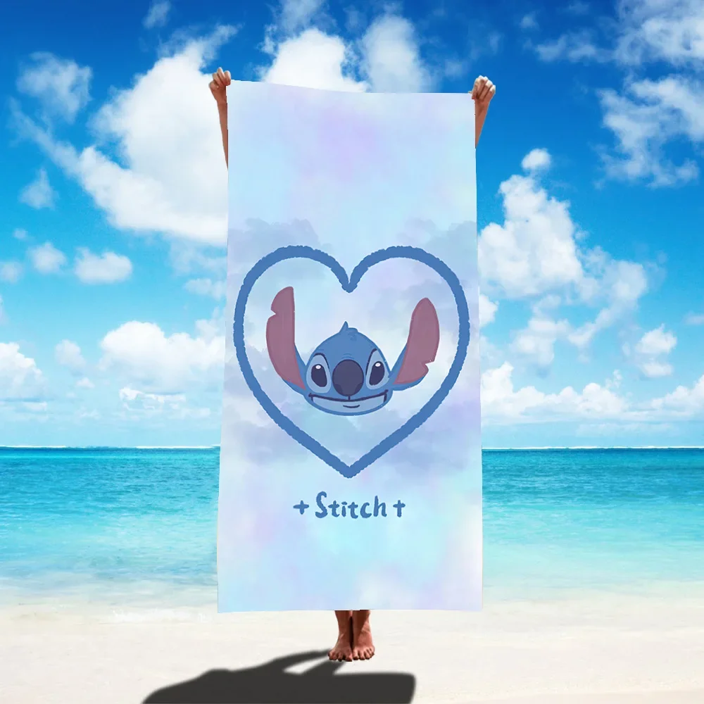 Disney Stitch Cartoon Bath Towel Anime Figures Lilo & Stitch Kids Beach Towel Summer Swim Bath Towel Bathroom Supplies 75x150CM