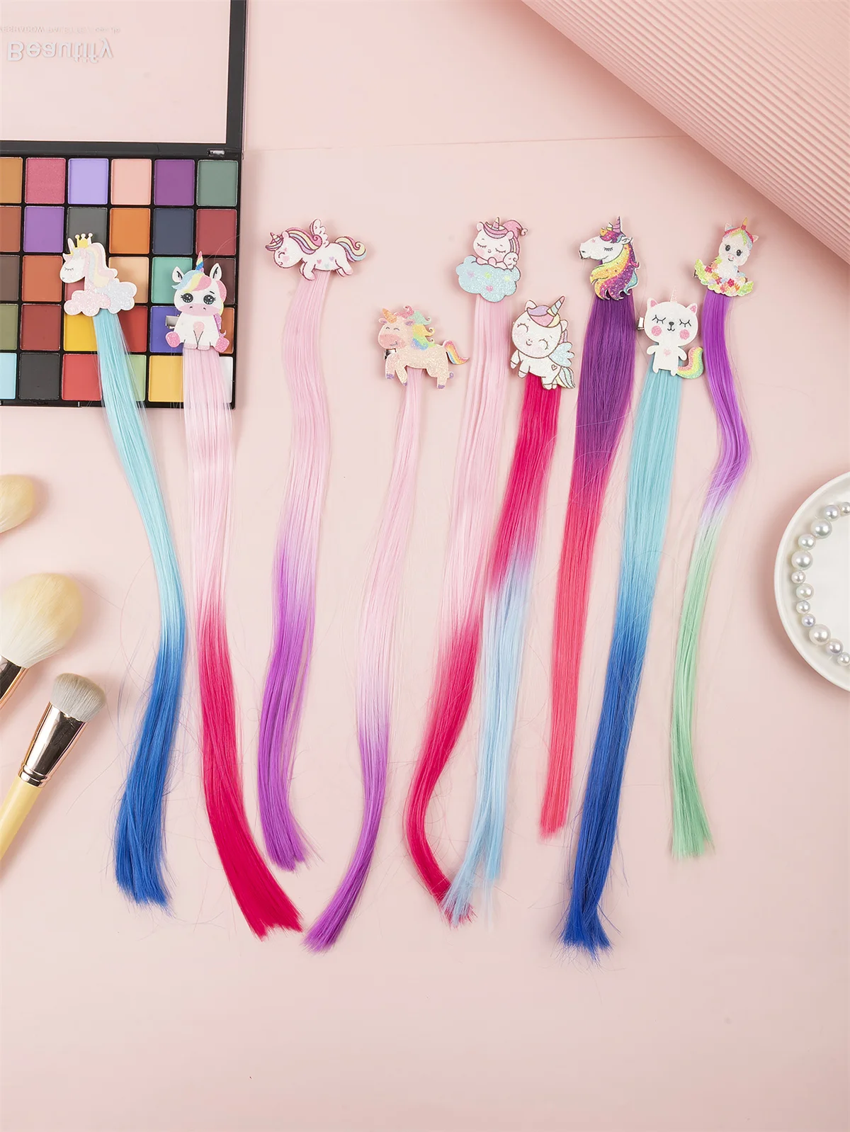 

Children Unicorn Colorful Wig Hairpins Hair Accessories Kids Girls Hairclip Fake Hair Braid Headdress Hair Clips Barrettes