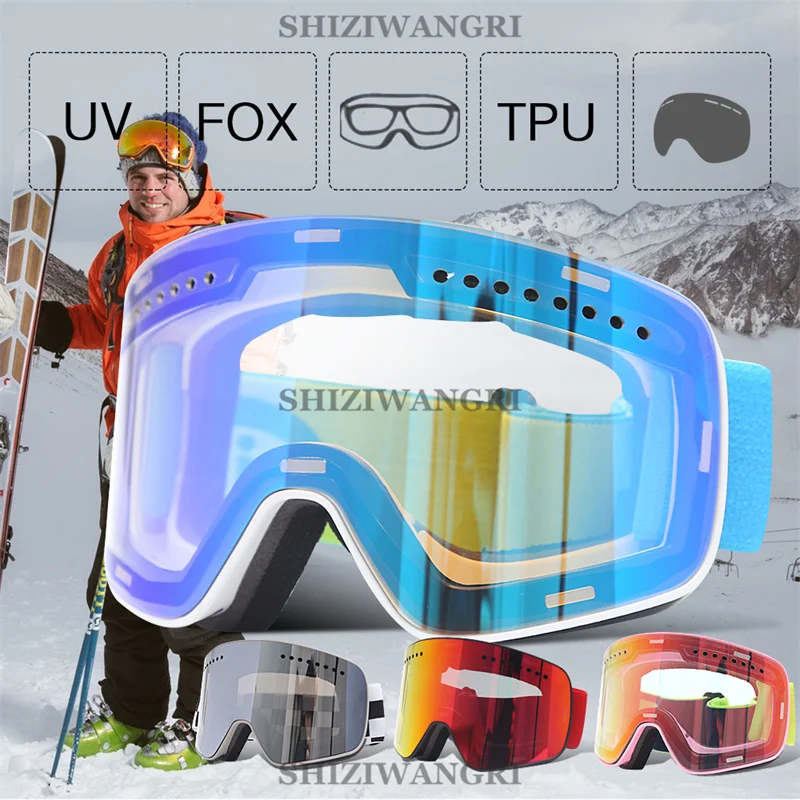 2023 Double Layer Magnetic Ski Goggles Lens Skiing Anti-fog UV400 Snowboard Goggles Men Women Ski Glasses Eyewear