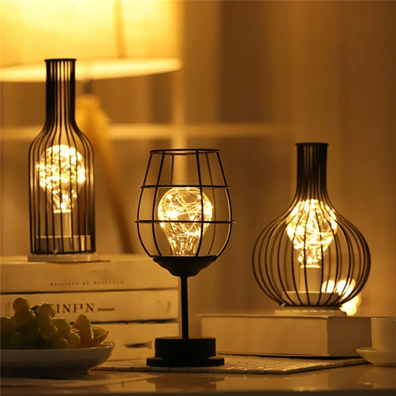

Luckshopping LED Table Lamp Reading Lamp Night Light Bedroom Bedside Lamp Desk Lighting Living Room Retro Iron Home Decoration