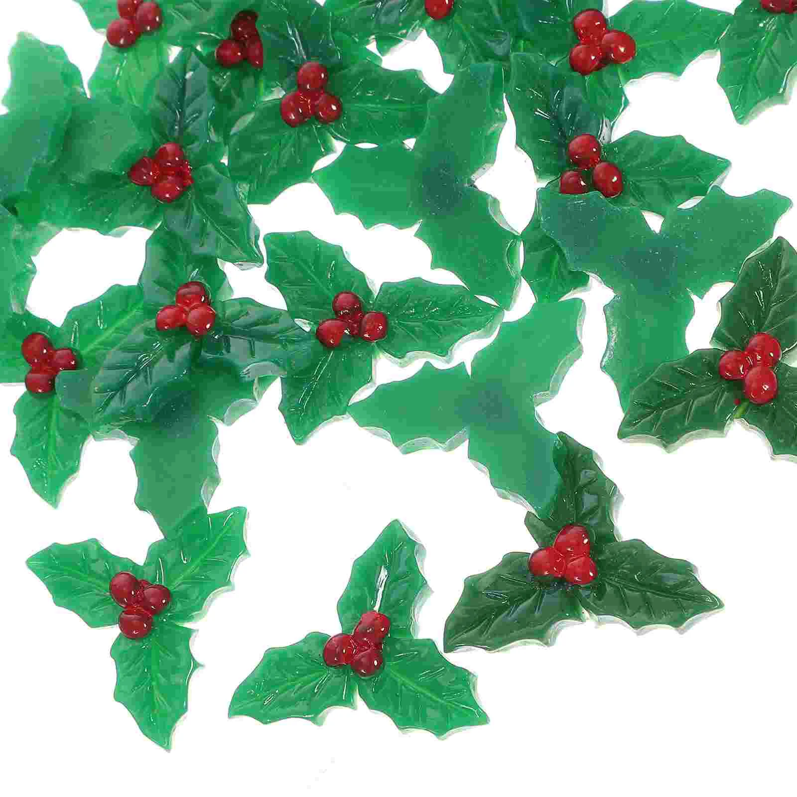 Christmas Micro Landscape Trees Decoration Mini Ornaments Xmas Wreath Green Room Aesthetic Holly Leaves Resin Berries