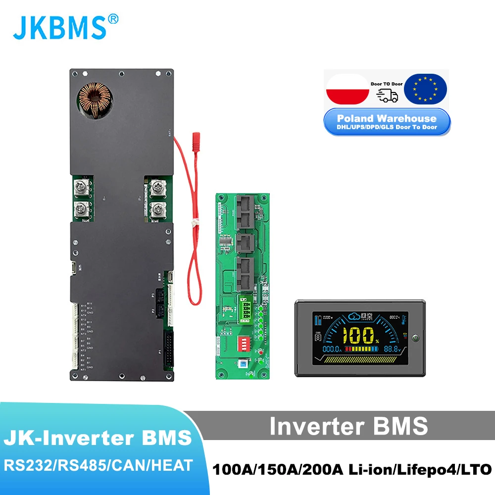 JKBMS Inverter Smart BMS Family Energy 8S 16S 24V 48V 100A 150A 200A Storage Lifepo4/Li-ion/LTO For Growatt Deye Inverter 8S-16S