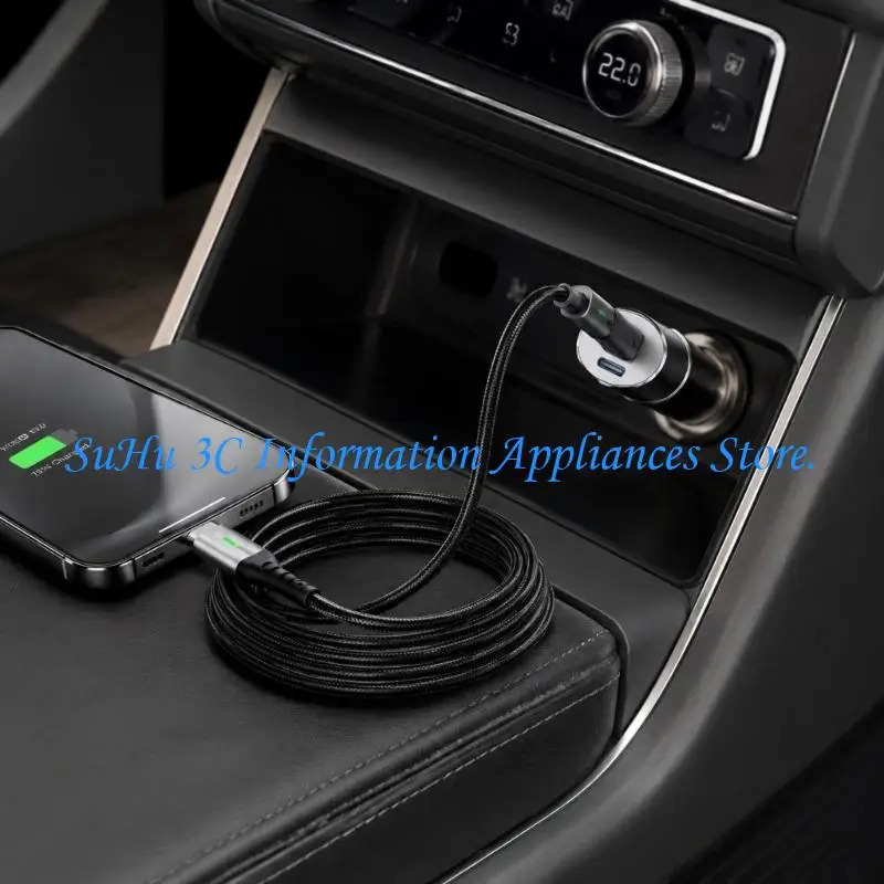  Interlaced USB C-to-C Cable with Up to 240W Charging, 480 Mbps File Transfer, Green LED, and Reinforced Ends for Devices