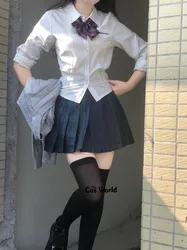 Japanese Spicy Girl Sexy Collect Waist Short Sleeve Thin Summer Shirt JK High School Uniform Class Students Cloth