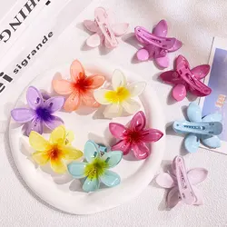 Hair Flower Clip Hawaiian Summer Beach Gradient Flower Barrette Accessories Side Clip Barrette Girl Colorful Women Duckbill clip