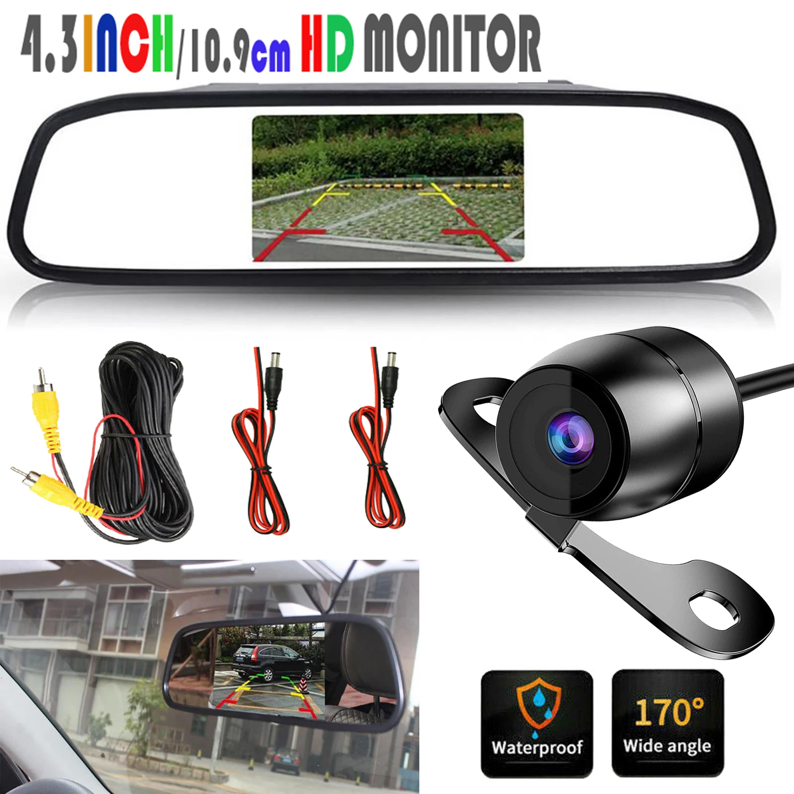 

Car Rear view Camera with Mirror Monitor for Vehicle Parking Rearview Mirror Camera 4.3 Inch Screen Hd Reversing Camera