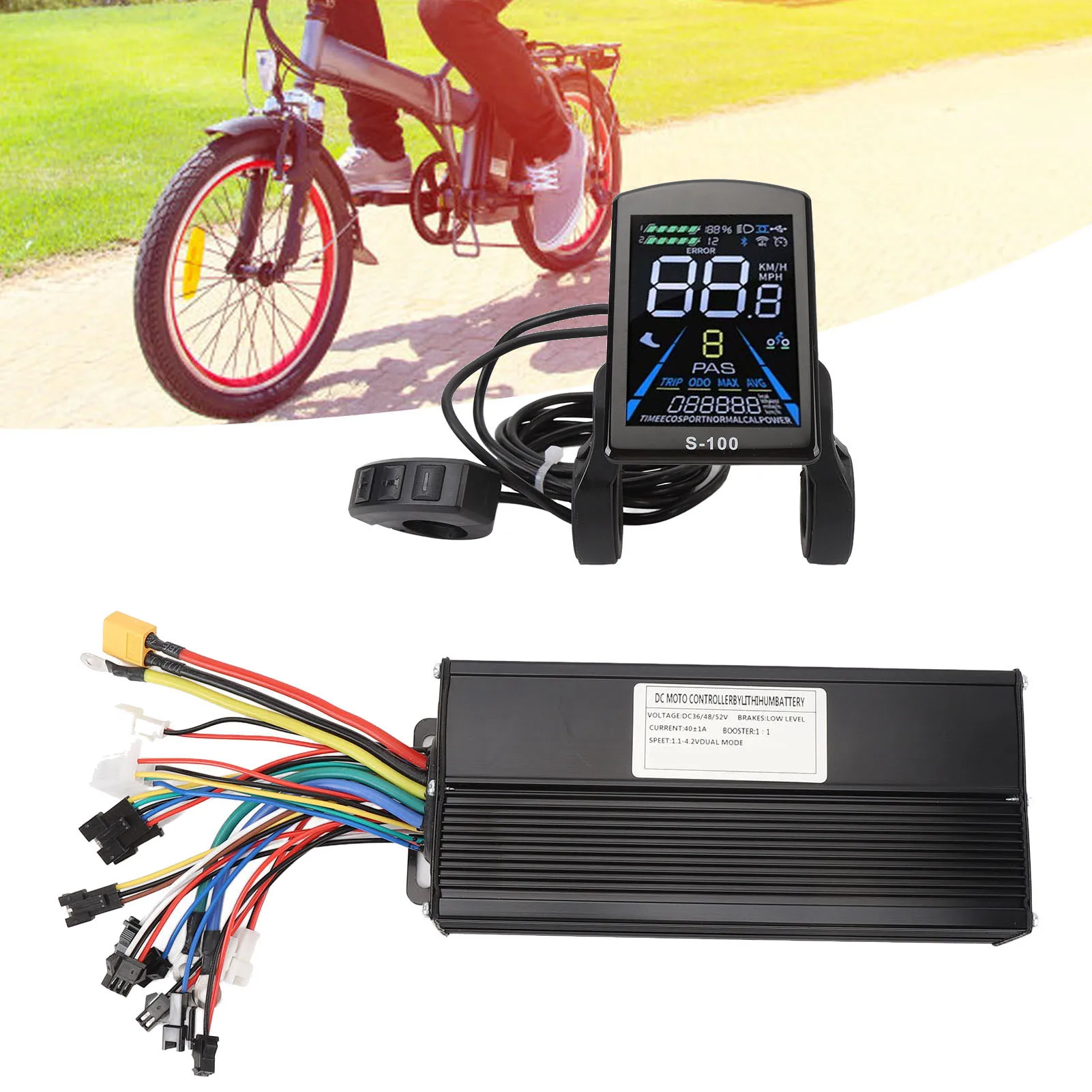 

20X ручка дроссельной заслонки скорости велосипеда 40A контроллер синусоидального двигателя алюминиевый сплав ABS прочный отличное рассеивание тепла для езды на велосипеде