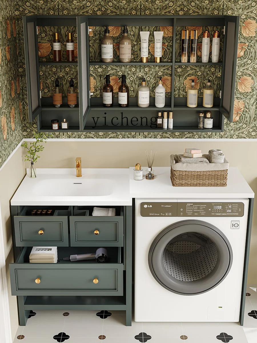 

Stone Plate Whole Washbin Method Washing Machine Bathroom Cabinet Combination Washstand Washbasin