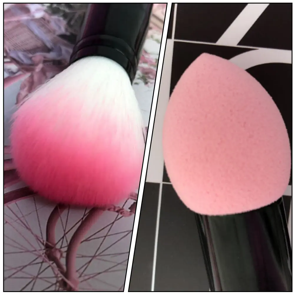 

3 Pcs Blush Makeup Brush Cosmetics Brush Pink Foundation Powder Puff Soft Synthetic Fiber Bristles For Women