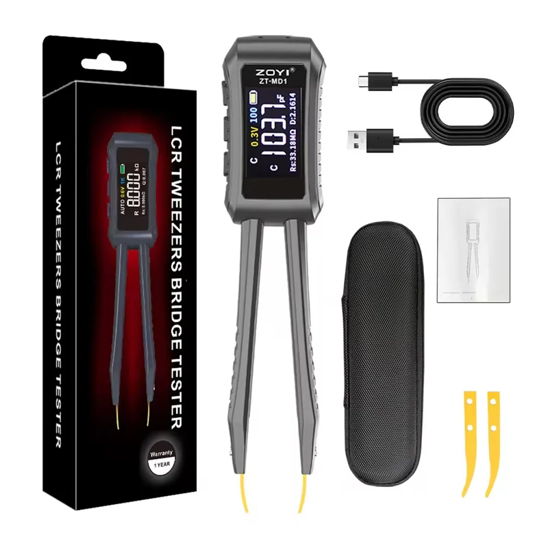 ZOYI ZT-MD1 Digital Smart Tweezer LCR SMD ESR Tester Resistance Capacitance Inductance Continuity Diode Test Measurement Tools