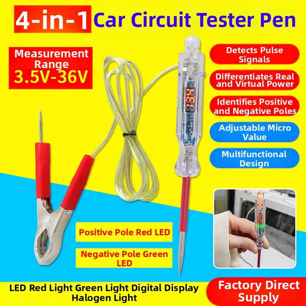 Car Diagnostics Digital Display Tester Dual Digital Voltage Tester Self Protection Tester Self-Protection Feature