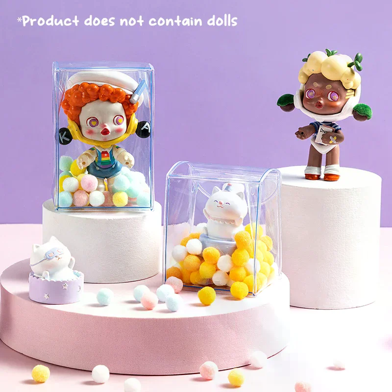Mini Anime Doll Display Bag Transparent Coin Purse Pendant Square Pouch Organizer Wallet Key Lipstick Earphone Storage Bag