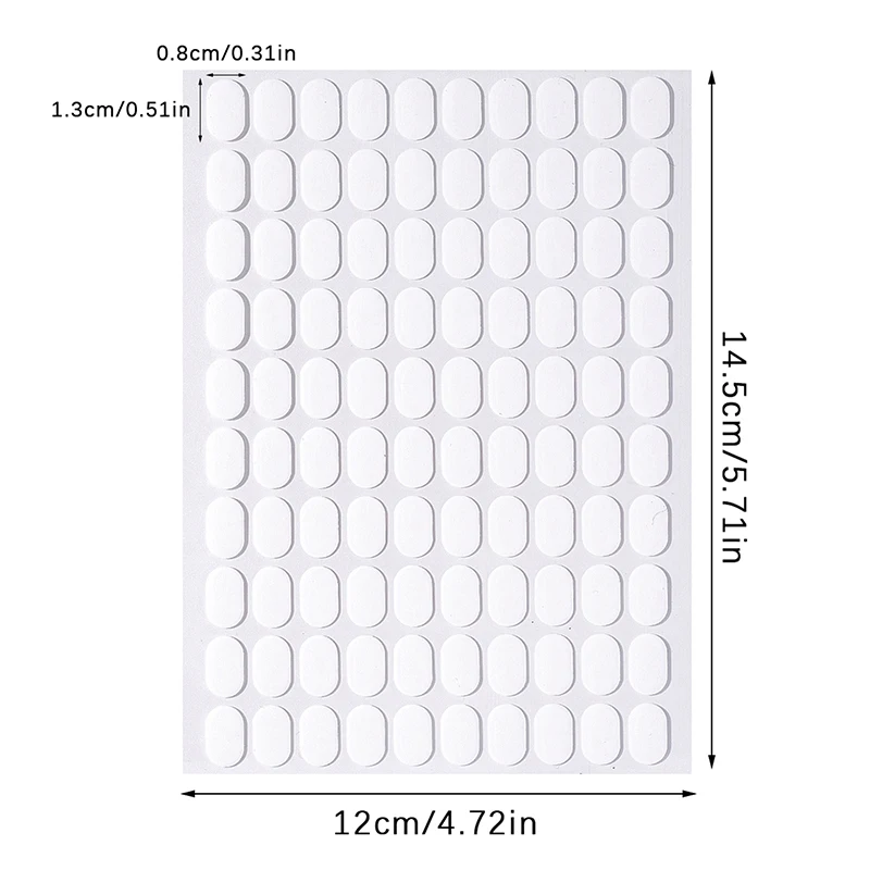 100Pcs/Sheet White Ellipse Manicure Support Double-sided Adhesive Tape For Nail Art Work Display False Nails Display Stand Tools