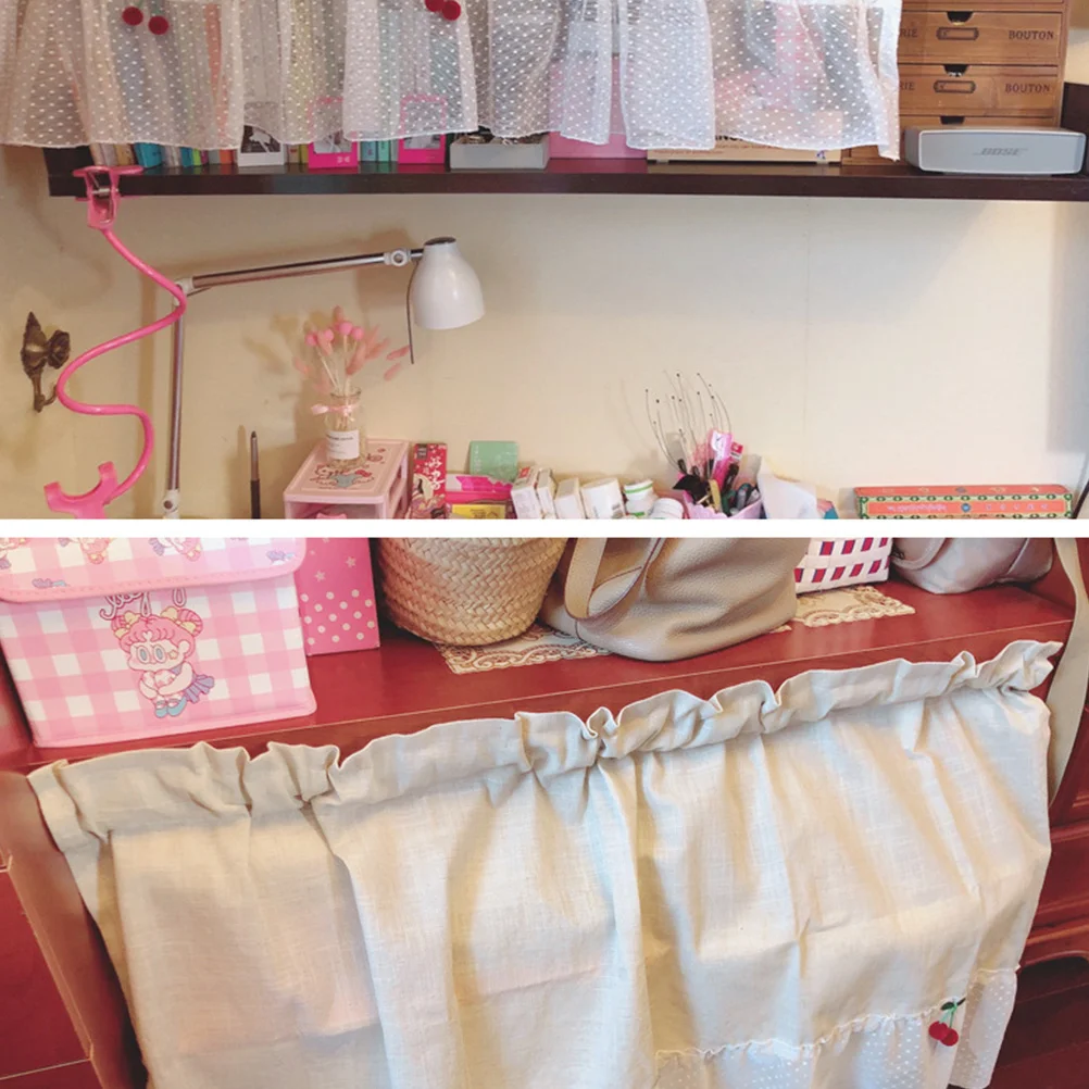 

1Pcs Lace Half Curtain Short Curtain with Cherry Decor Premium Fabric Cupboard Window Drape for Hall Dining Room Girls Room