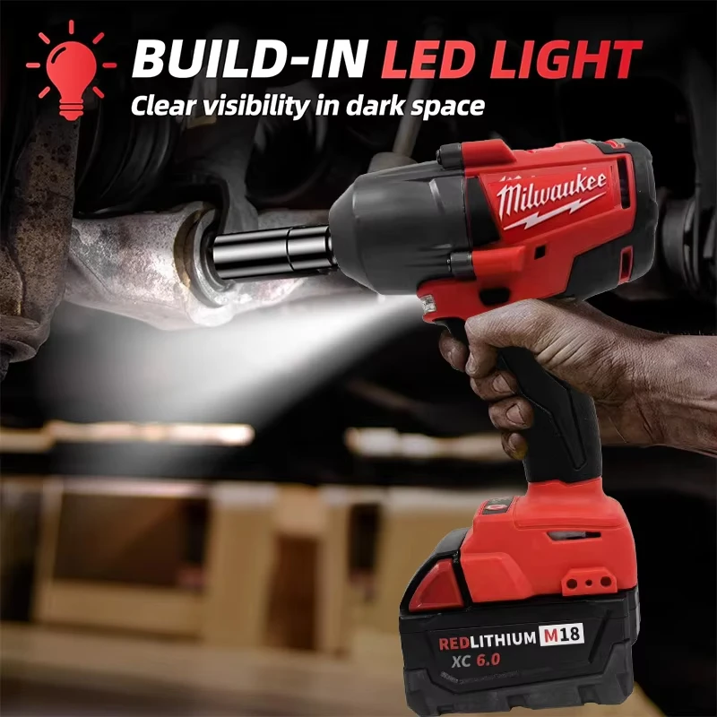 Milwaukee 1300N.M Brushless Impact Wrench 1/2 Inch Cordless Screwdriver Electric Wrench High Torque Power Tools For 18V Battery